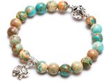 Bivei Natural Gem Semi Precious Reiki Healing Crystals Handmade 8mm Round Beads Stretch Bracelet